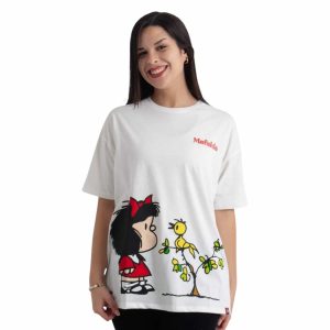 POLO OVERSIZE MAFALDA MUJER PERLA ALGODÓN